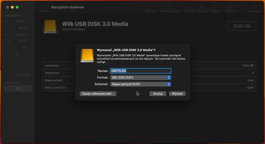Wymazywanie dysku na macOS
